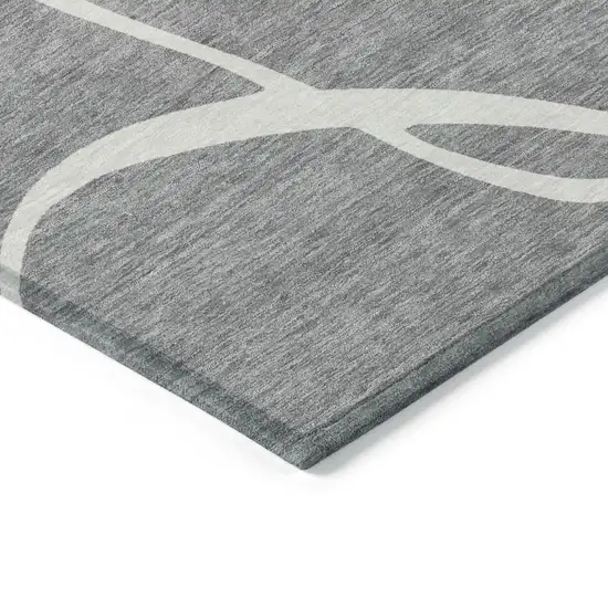 Gray And Ivory Abstract Washable Indoor Outdoor Area Rug Photo 3