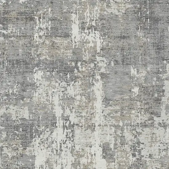 Gray And Ivory Abstract Washable Indoor Outdoor Area Rug Photo 5