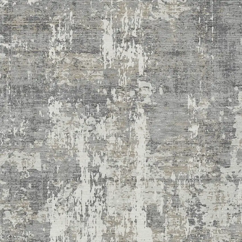 Gray And Ivory Abstract Washable Indoor Outdoor Area Rug Photo 5