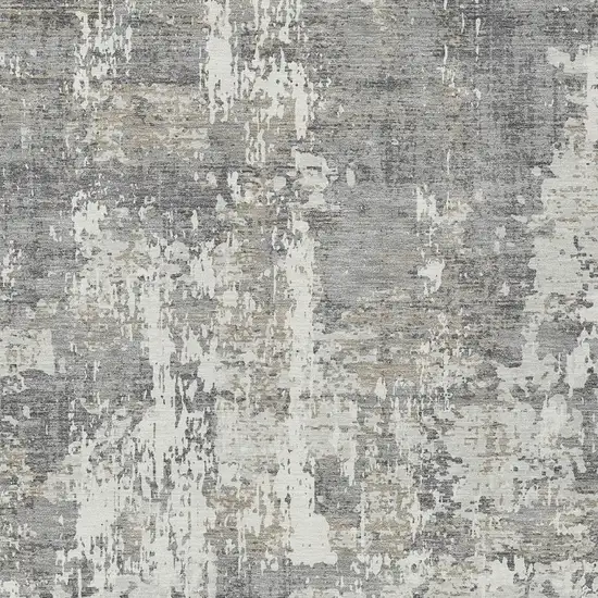 Gray And Ivory Abstract Washable Indoor Outdoor Area Rug Photo 5