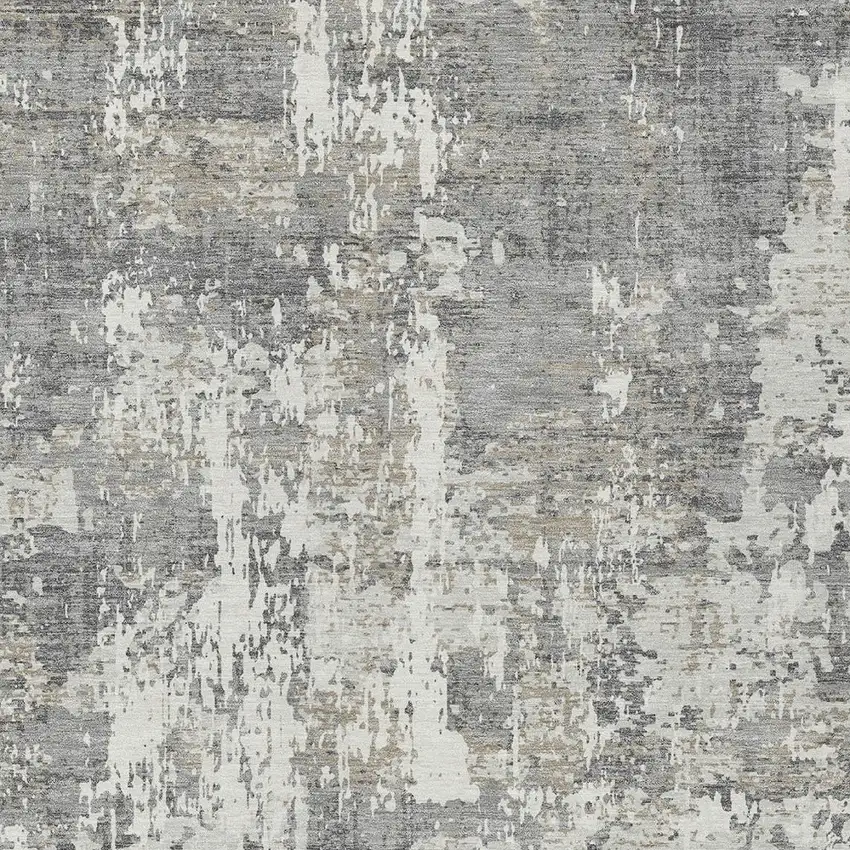Gray And Ivory Abstract Washable Indoor Outdoor Area Rug Photo 5