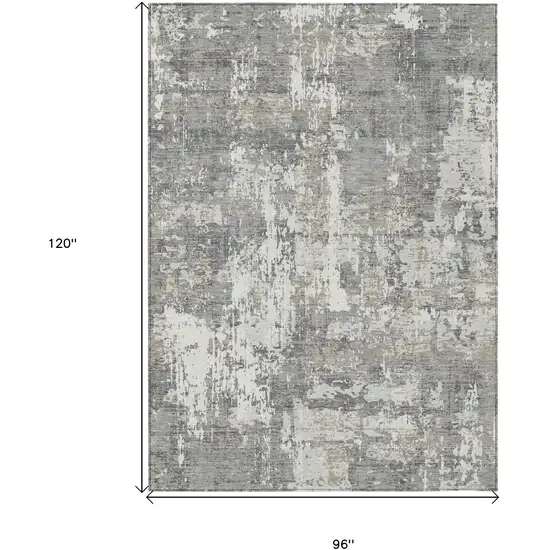 Gray And Ivory Abstract Washable Indoor Outdoor Area Rug Photo 3