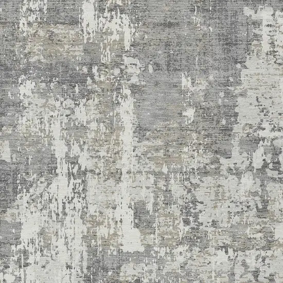 Gray And Ivory Abstract Washable Indoor Outdoor Area Rug Photo 5