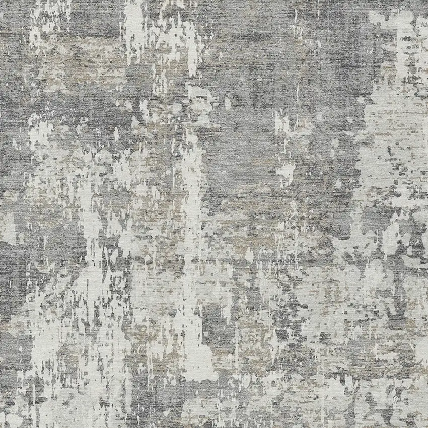 Gray And Ivory Abstract Washable Indoor Outdoor Area Rug Photo 5