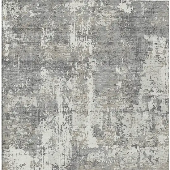 Gray And Ivory Abstract Washable Indoor Outdoor Area Rug Photo 6