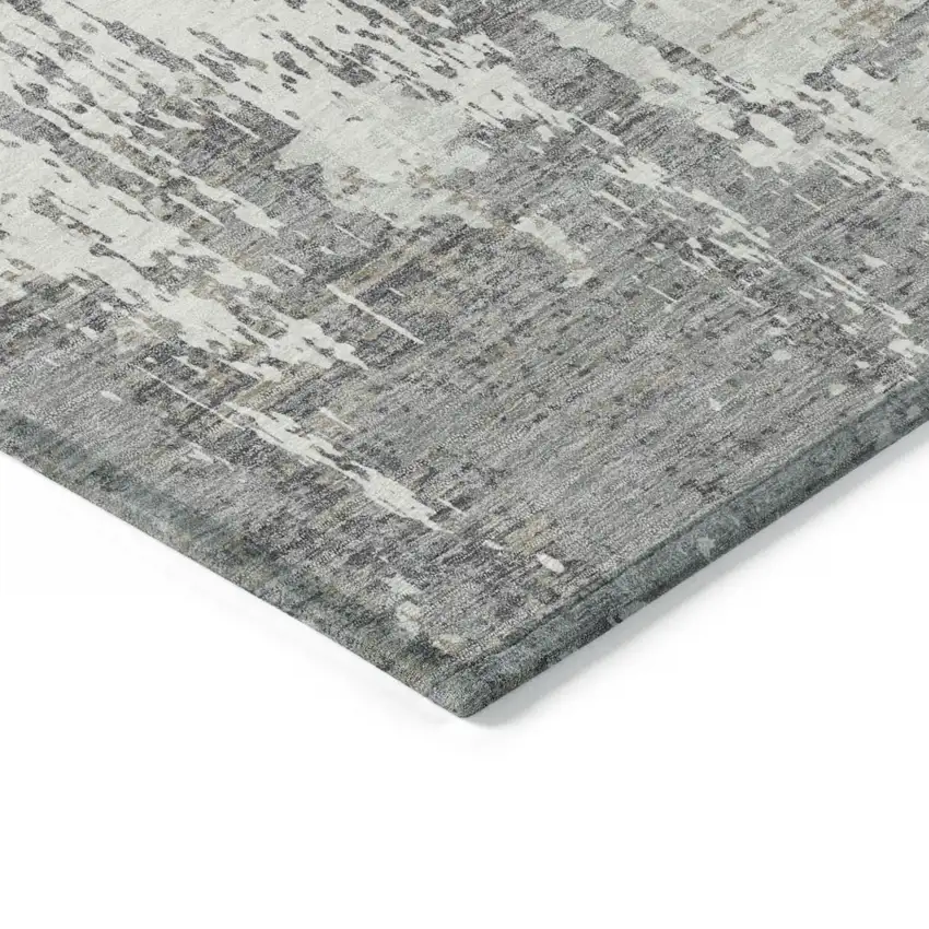 Gray And Ivory Abstract Washable Indoor Outdoor Area Rug Photo 4