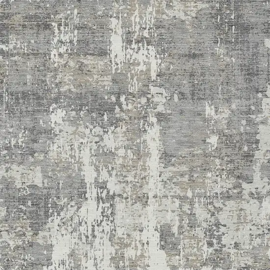 Gray And Ivory Abstract Washable Indoor Outdoor Area Rug Photo 5