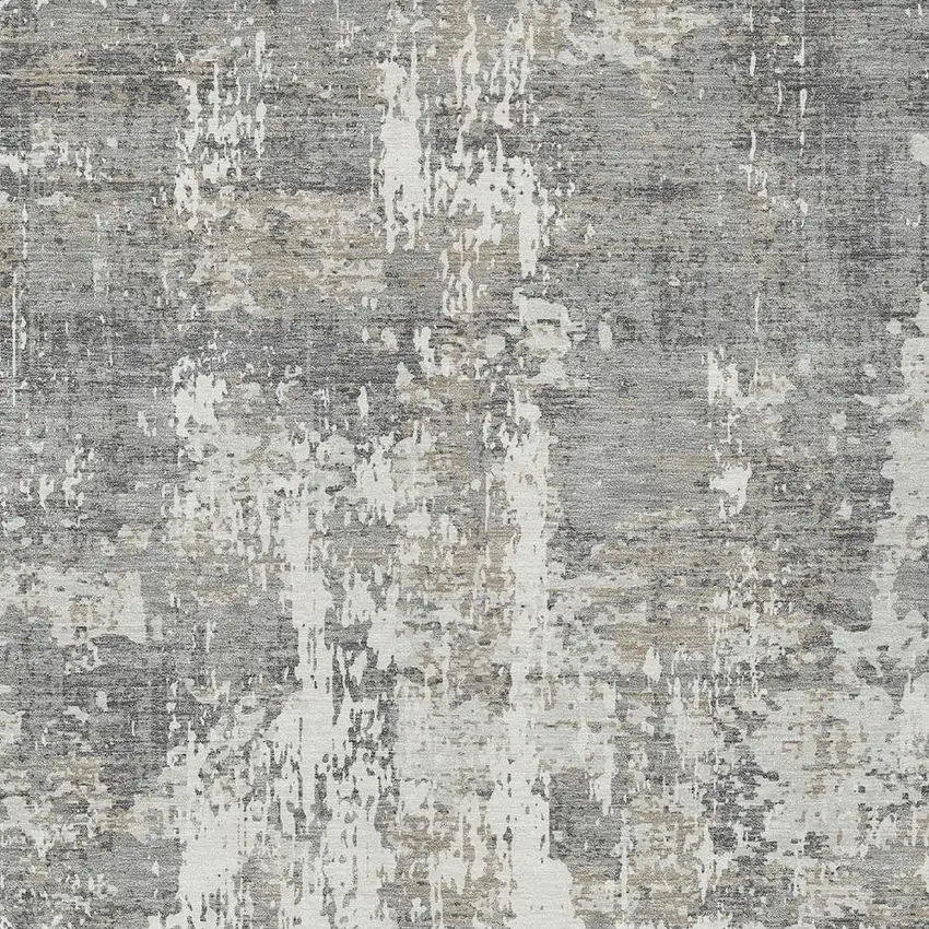 Gray And Ivory Abstract Washable Indoor Outdoor Area Rug Photo 5