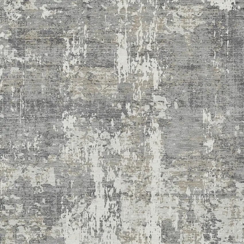 Gray And Ivory Abstract Washable Indoor Outdoor Area Rug Photo 5