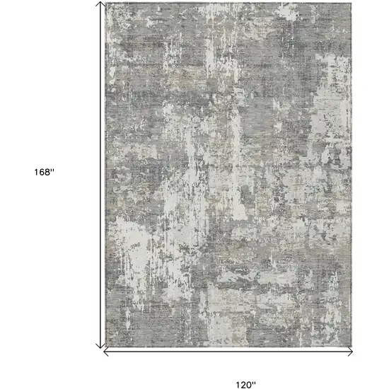 Gray And Ivory Abstract Washable Indoor Outdoor Area Rug Photo 3