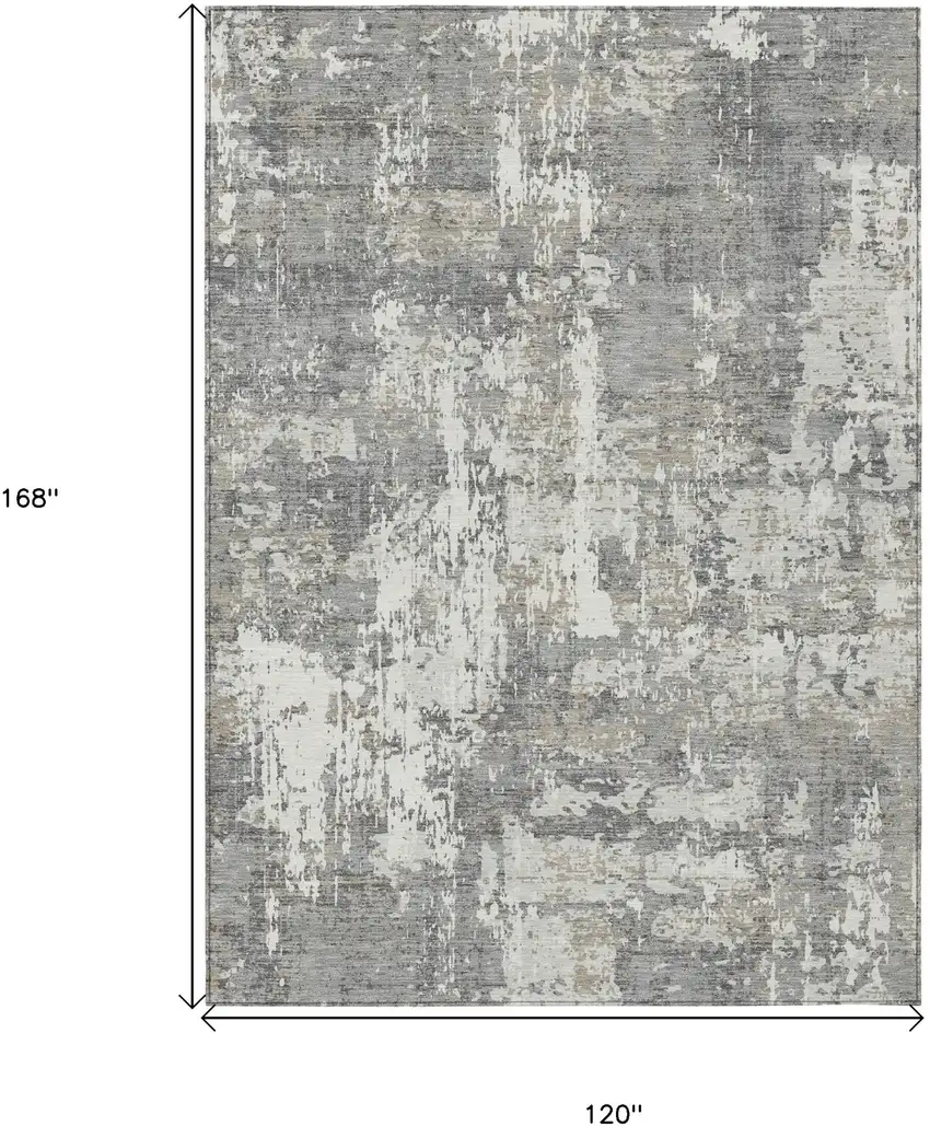 Gray And Ivory Abstract Washable Indoor Outdoor Area Rug Photo 3