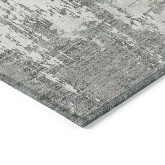 Gray And Ivory Abstract Washable Indoor Outdoor Area Rug Photo 4