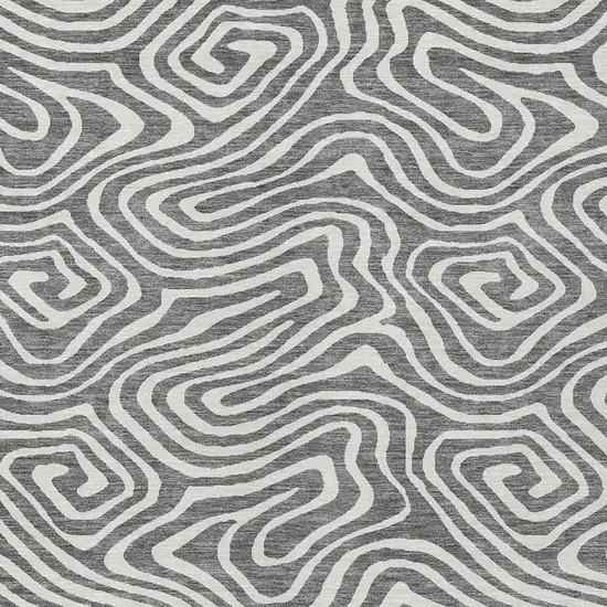 Gray And Ivory Abstract Washable Indoor Outdoor Area Rug Photo 6