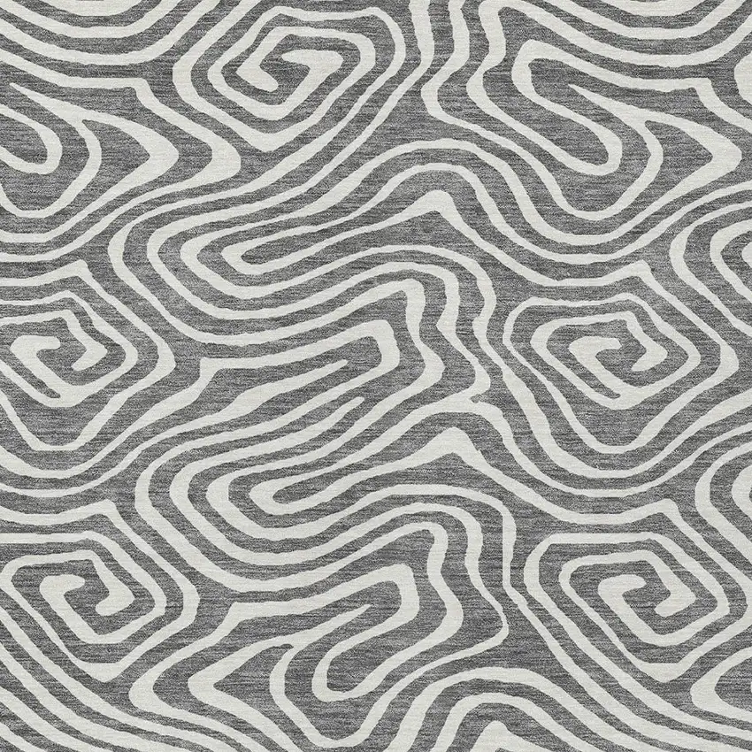 Gray And Ivory Abstract Washable Indoor Outdoor Area Rug Photo 6
