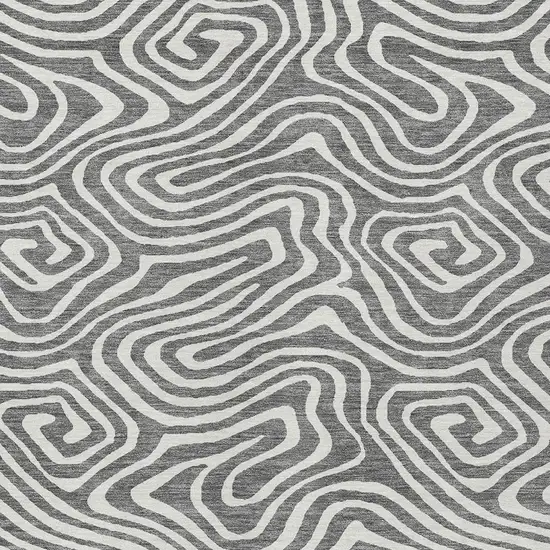 Gray And Ivory Abstract Washable Indoor Outdoor Area Rug Photo 6