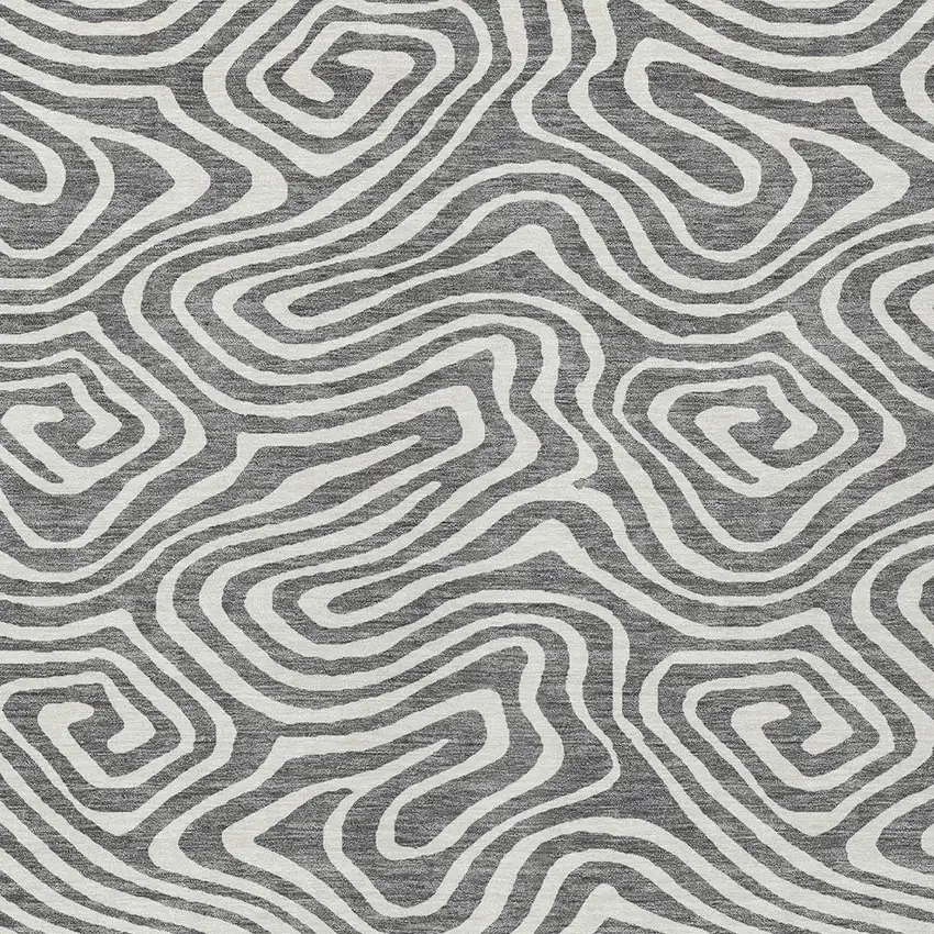 Gray And Ivory Abstract Washable Indoor Outdoor Area Rug Photo 6