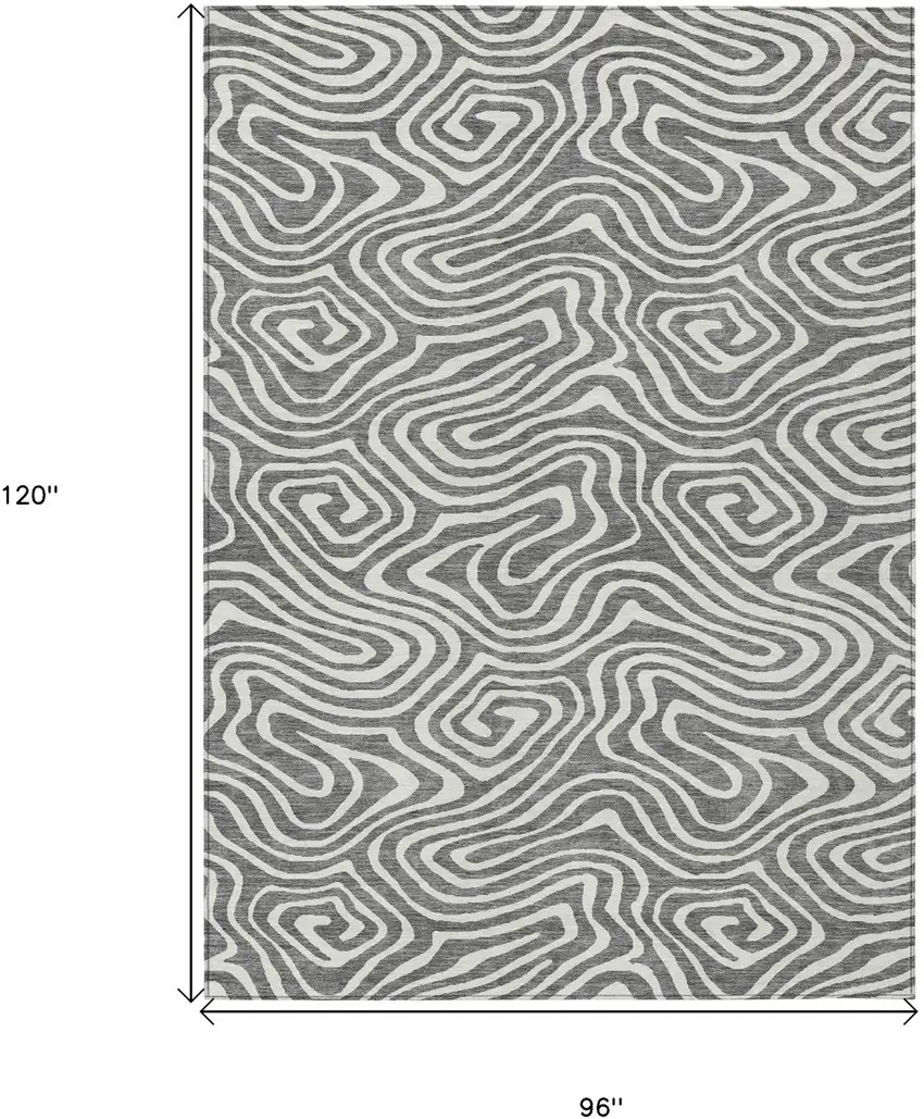 Gray And Ivory Abstract Washable Indoor Outdoor Area Rug Photo 3