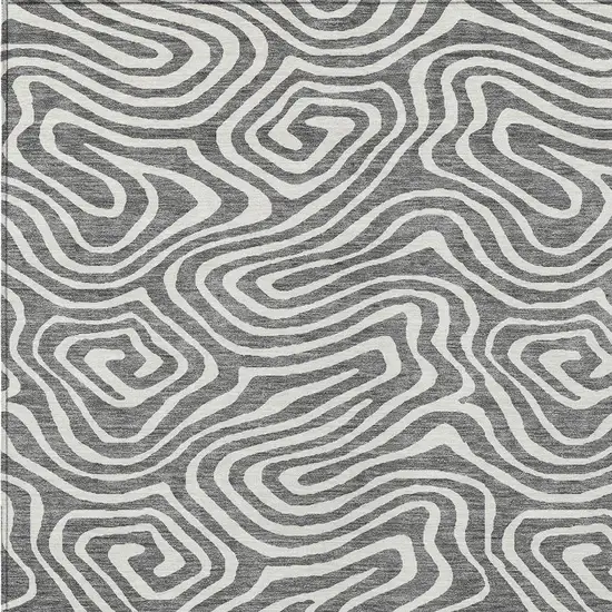 Gray And Ivory Abstract Washable Indoor Outdoor Area Rug Photo 6