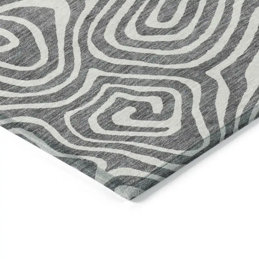 Gray And Ivory Abstract Washable Indoor Outdoor Area Rug Photo 5