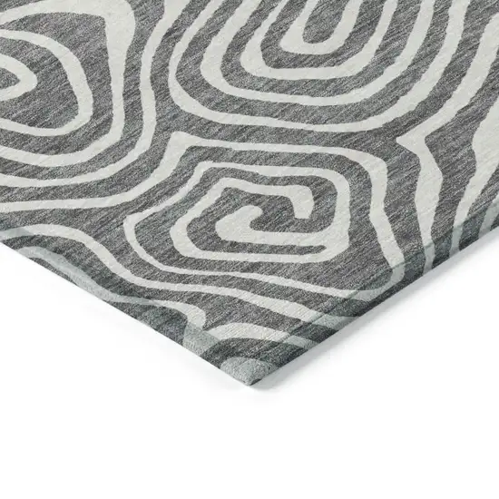 Gray And Ivory Abstract Washable Indoor Outdoor Area Rug Photo 5