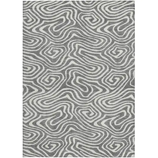 Gray And Ivory Abstract Washable Indoor Outdoor Area Rug Photo 7