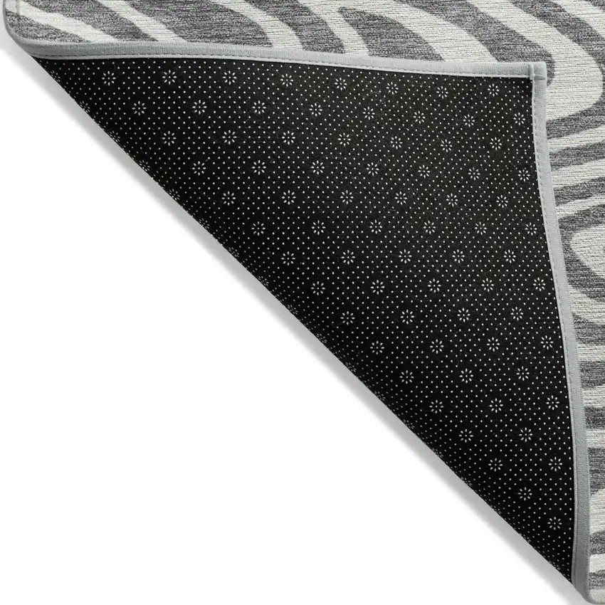 Gray And Ivory Abstract Washable Indoor Outdoor Area Rug Photo 4