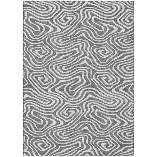Gray And Ivory Abstract Washable Indoor Outdoor Area Rug Photo 2