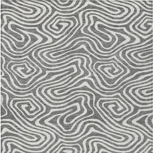 Photo of Gray And Ivory Abstract Washable Indoor Outdoor Area Rug