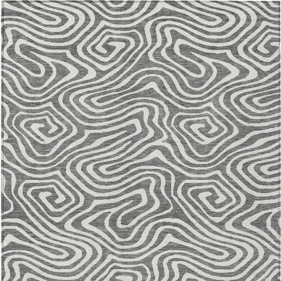 Gray And Ivory Abstract Washable Indoor Outdoor Area Rug Photo 6