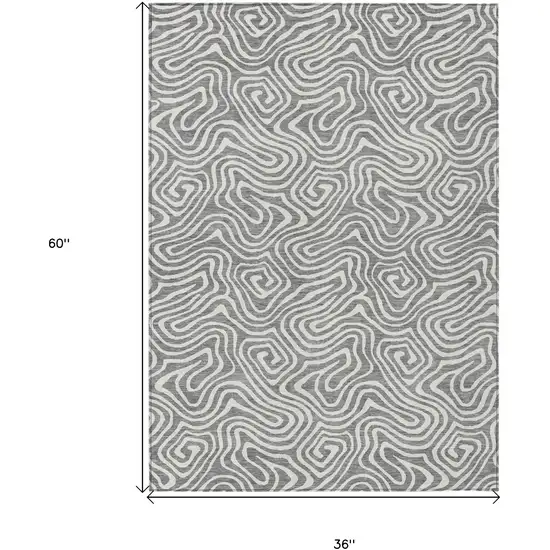 Gray And Ivory Abstract Washable Indoor Outdoor Area Rug Photo 3