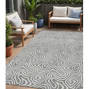 Photo of Gray And Ivory Abstract Washable Indoor Outdoor Area Rug