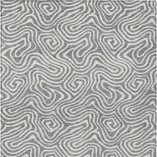 Gray And Ivory Abstract Washable Indoor Outdoor Area Rug Photo 6