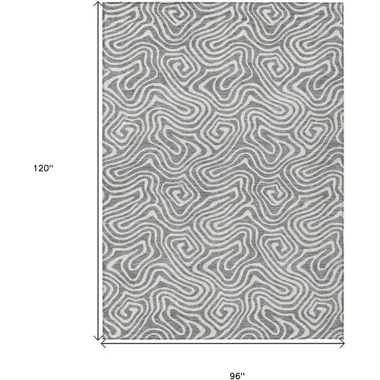 Gray And Ivory Abstract Washable Indoor Outdoor Area Rug Photo 3