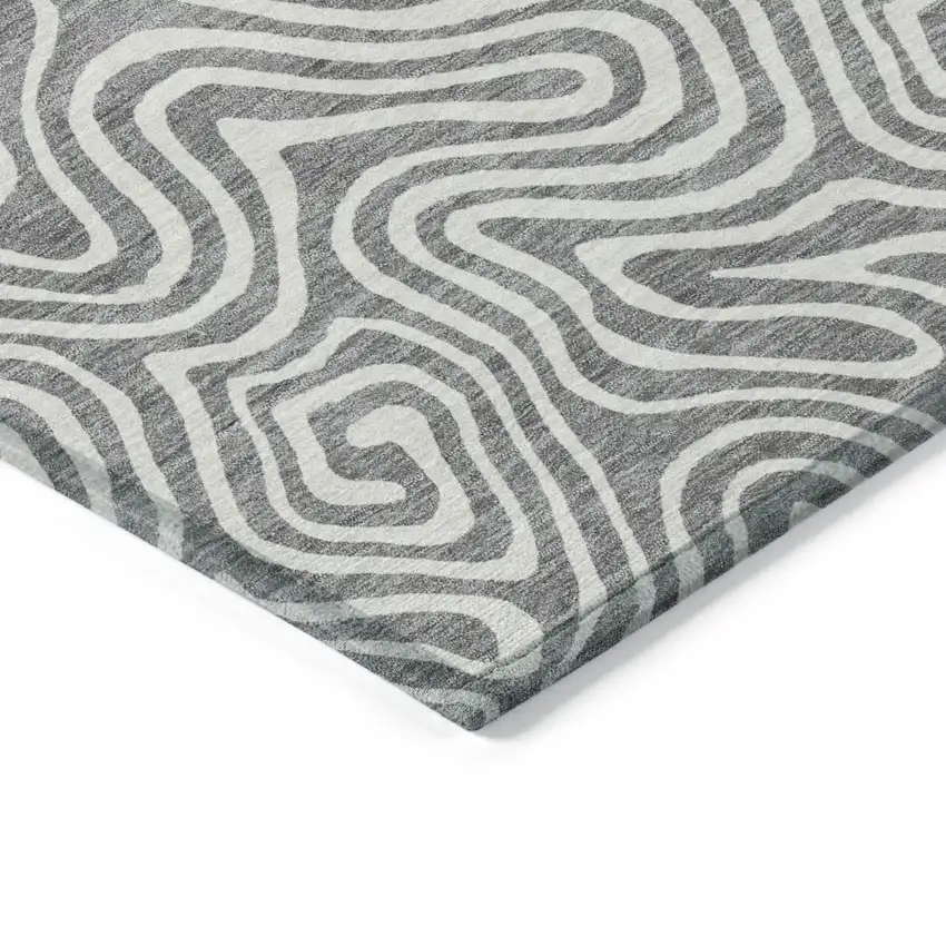 Gray And Ivory Abstract Washable Indoor Outdoor Area Rug Photo 5