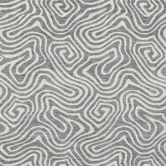 Gray And Ivory Abstract Washable Indoor Outdoor Area Rug Photo 6