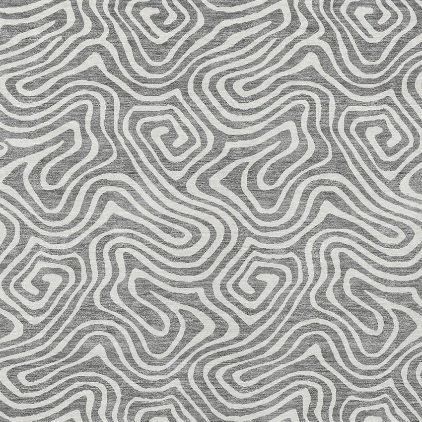 Gray And Ivory Abstract Washable Indoor Outdoor Area Rug Photo 6