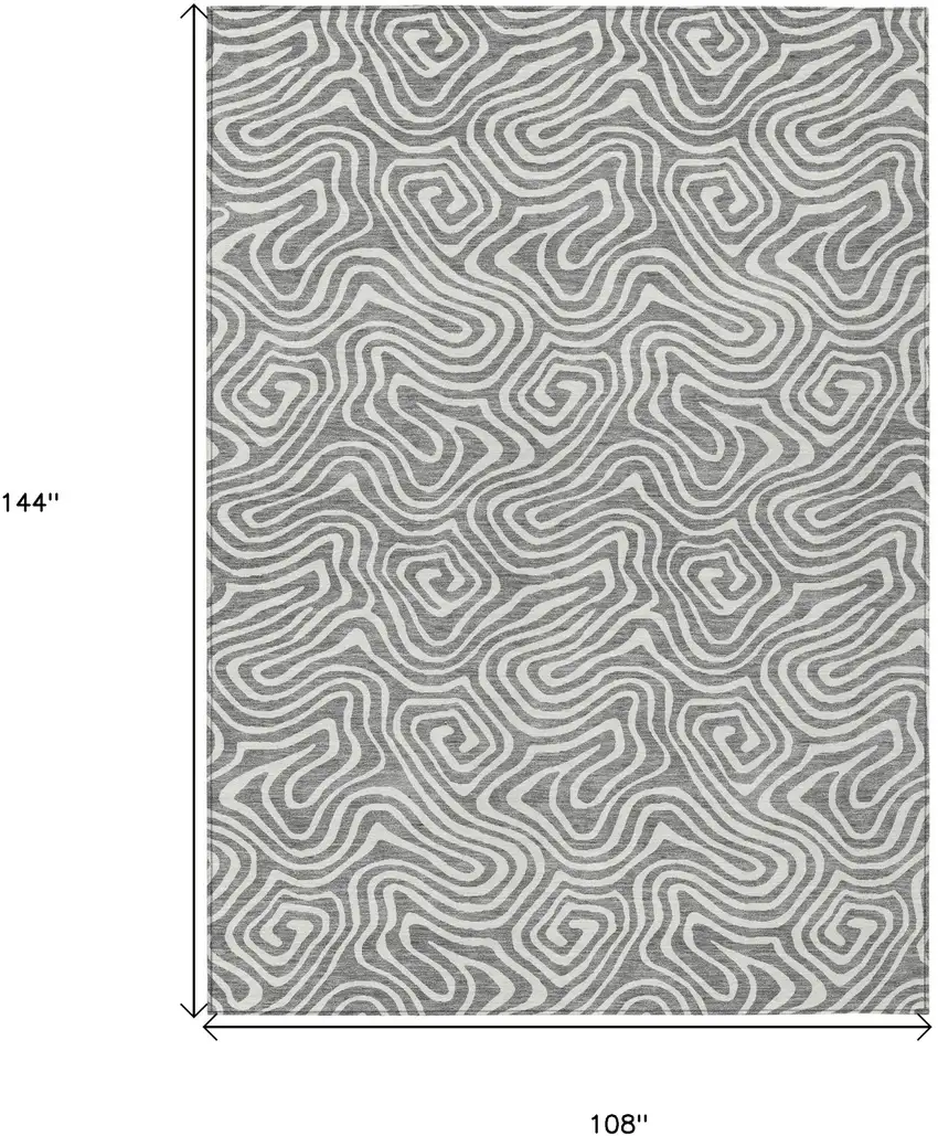 Gray And Ivory Abstract Washable Indoor Outdoor Area Rug Photo 3
