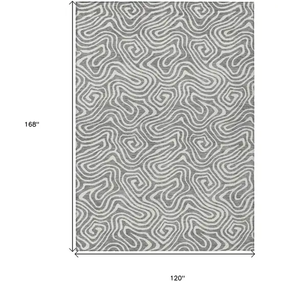 Gray And Ivory Abstract Washable Indoor Outdoor Area Rug Photo 3