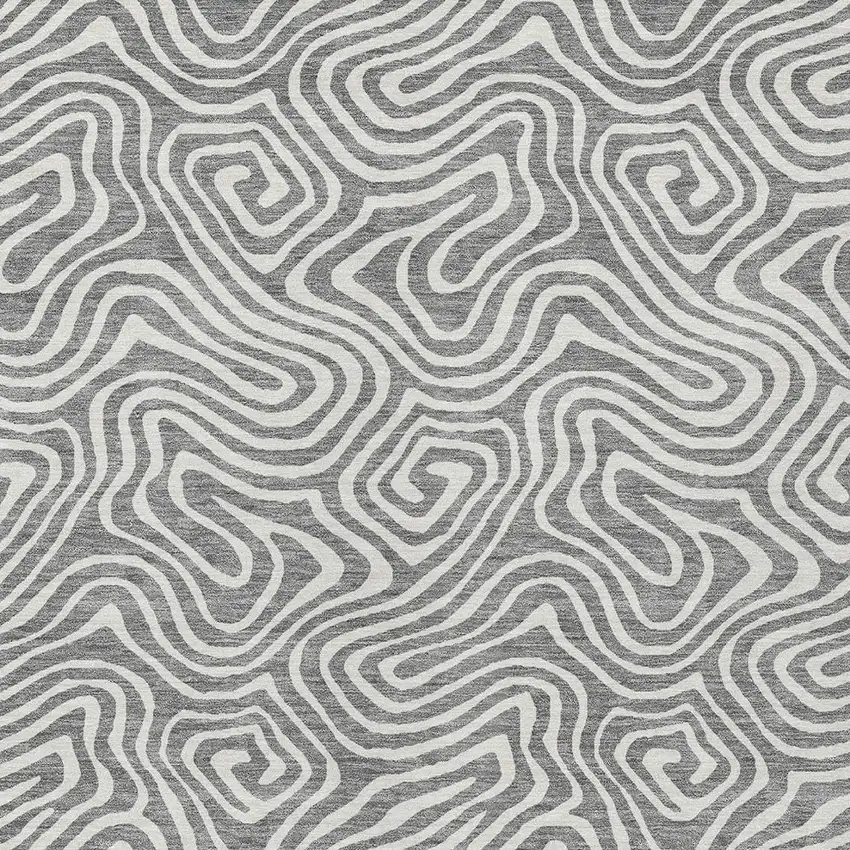 Gray And Ivory Abstract Washable Indoor Outdoor Area Rug Photo 6