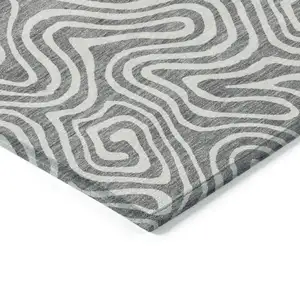 Photo of Gray And Ivory Abstract Washable Indoor Outdoor Area Rug