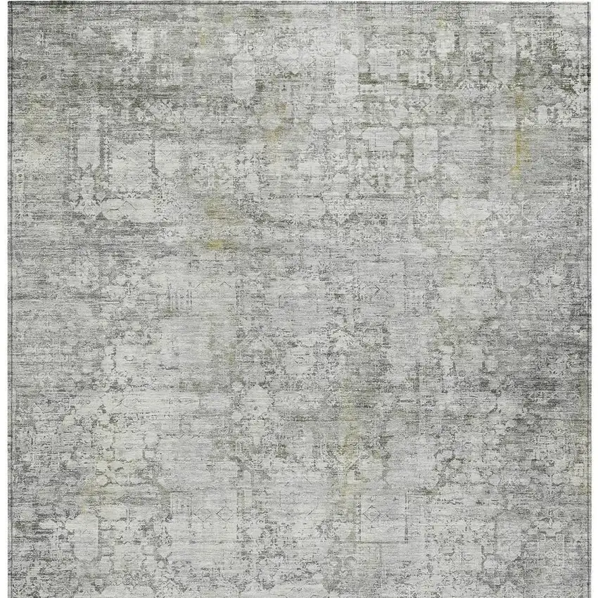 Gray And Ivory Abstract Washable Indoor Outdoor Area Rug Photo 3
