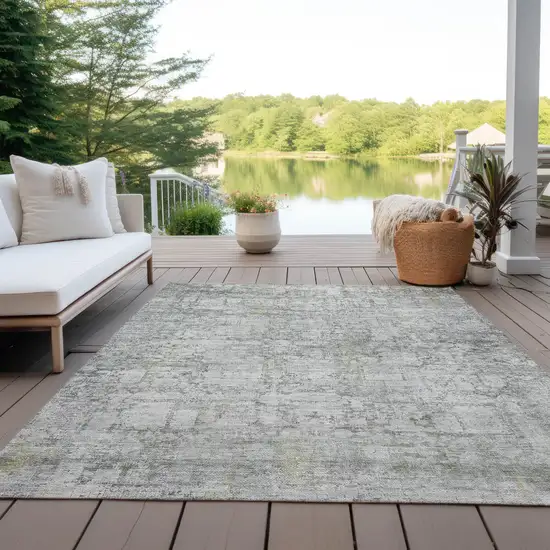 Gray And Ivory Abstract Washable Indoor Outdoor Area Rug Photo 5