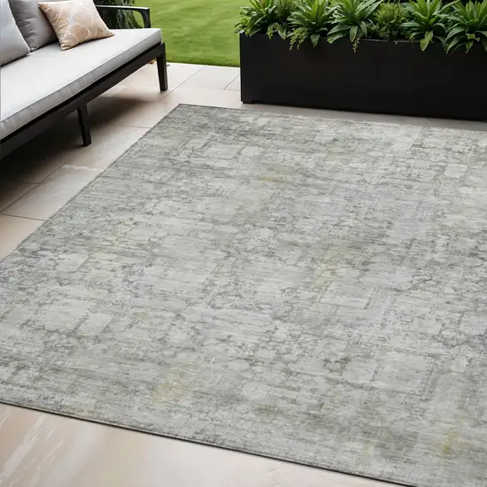 Gray And Ivory Abstract Washable Indoor Outdoor Area Rug Photo 2