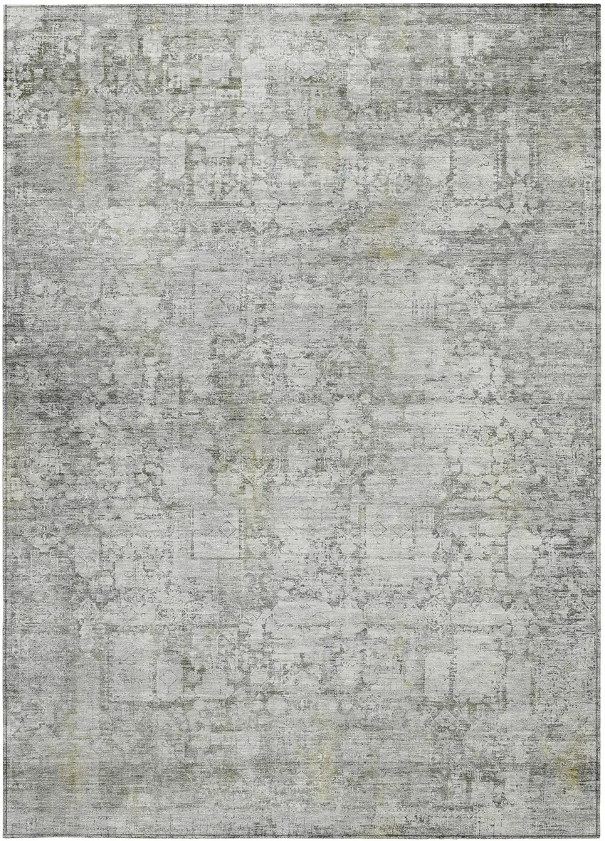 Gray And Ivory Abstract Washable Indoor Outdoor Area Rug Photo 4