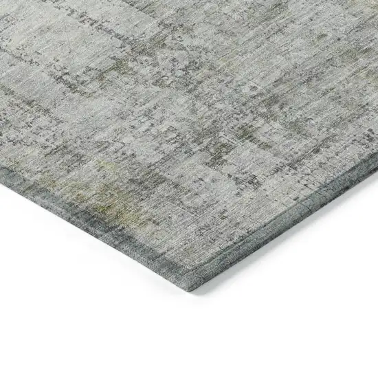 Gray And Ivory Abstract Washable Indoor Outdoor Area Rug Photo 9