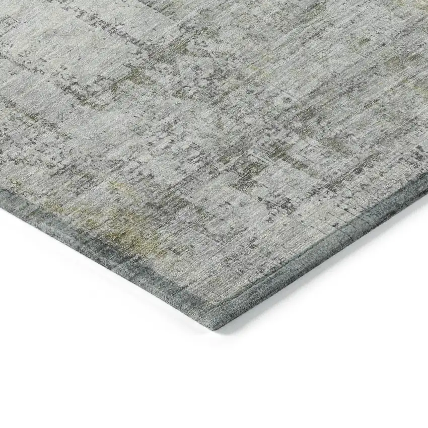 Gray And Ivory Abstract Washable Indoor Outdoor Area Rug Photo 9