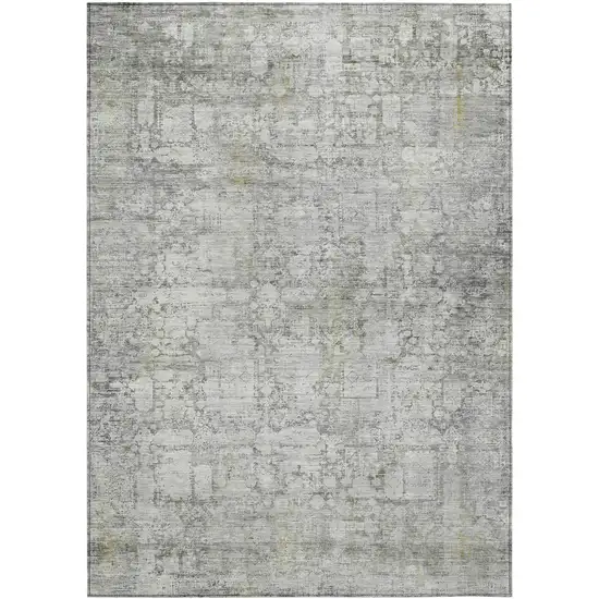 Gray And Ivory Abstract Washable Indoor Outdoor Area Rug Photo 1
