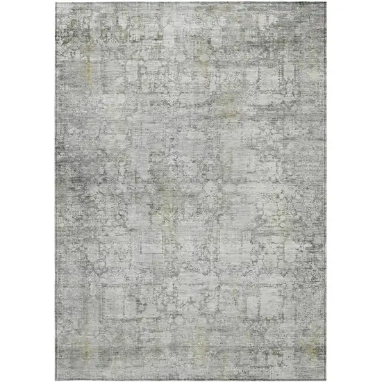 Gray And Ivory Abstract Washable Indoor Outdoor Area Rug Photo 3