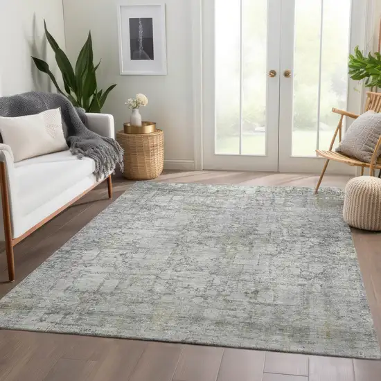 Gray And Ivory Abstract Washable Indoor Outdoor Area Rug Photo 7