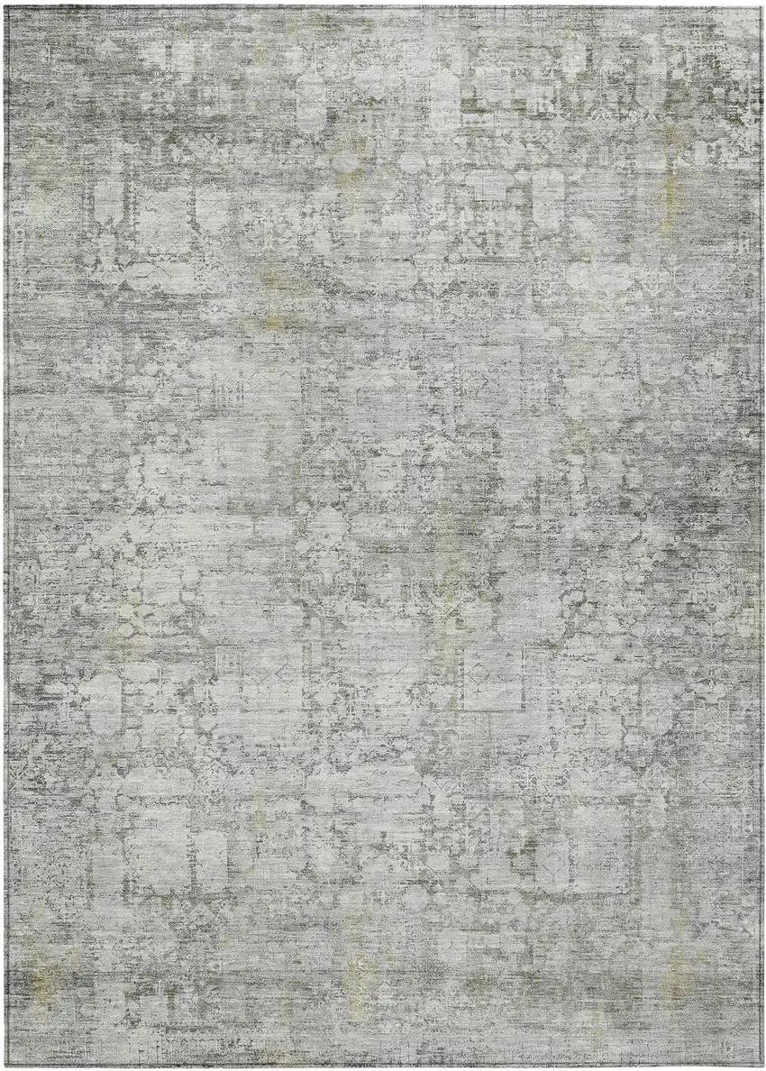 Gray And Ivory Abstract Washable Indoor Outdoor Area Rug Photo 1